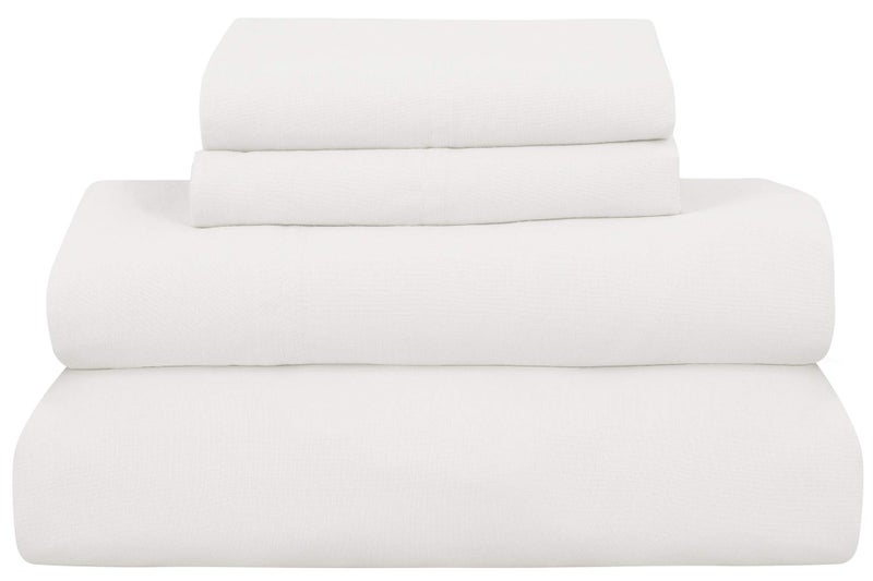 ROYALE LINENS Soft Home Brushed Percale Ultra Soft 100% Cotton, Queen 4-Piece Sheet Set, White - Image 2